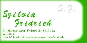 szilvia fridrich business card